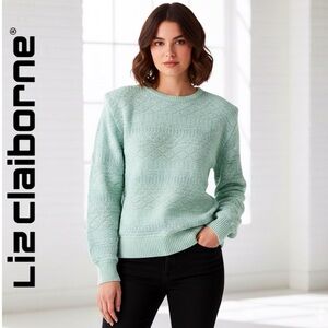 NEW Liz Claiborne Mint Green Textured Pullover Sweater, Size M